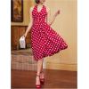 image:imageMakeMeChic Womens Polka Dots Dress HalterTie Open Back Ruched A Line Midi DressesRed