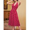 image:imageMakeMeChic Womens Polka Dots Dress HalterTie Open Back Ruched A Line Midi DressesRed