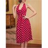 image:imageMakeMeChic Womens Polka Dots Dress HalterTie Open Back Ruched A Line Midi DressesRed