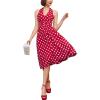 image:imageMakeMeChic Womens Polka Dots Dress HalterTie Open Back Ruched A Line Midi DressesRed