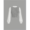 image:imageMakeMeChic Womens Houndstooth Blouse Long Lantern Sleeve Botton Down Workwear Shirts Top 2025Multicolor