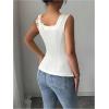 image:imageMAKEMECHIC Womens Floral Satin Blouse Wrap Ruched Sleeveless Fitted Summer Going Out TopsApricot