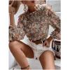 image:imageMakeMeChic Womens Boho Blouses Floral Print Chiffon Long Sleeve Tops Button Down Ruffled ShirtsMulticolor