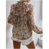 image:imageMakeMeChic Womens Boho Blouses Floral Print Chiffon Long Sleeve Tops Button Down Ruffled ShirtsMulticolor