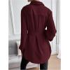 image:imageMakeMeChic Womens Business Casual Belted Button Down Shirt Long Sleeve Collared Blouse TopBurgundy