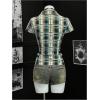 image:imageMakeMeChic Womens Button Down Plaid Shirt V Neck Ruched Short Sleeve Y2k BlouseMulticolor