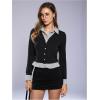 image:imageMakeMeChic Womens Casual Business Top Long Sleeve Shirts Button Down Collared BlouseBlack N