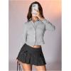 image:imageMakeMeChic Womens Casual Business Top Long Sleeve Shirts Button Down Collared BlouseLight Grey