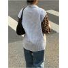 image:imageMakeMeChic Womens Cheetah Print Striped Button Down Shirt Long Sleeve Boyfriend BlouseMulticolor