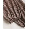 image:imageMakeMeChic Womens Fall Tops Teacher Outfits Plaid Print Lantern Sleeve 2 in 1 Vintage Blouse Collared ShirtCoffee Brown