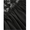 image:imageMakeMeChic Womens Floral Lace V Neck Blouse Crop Tops Puff Sleeve Tie Front Summer ShirtsBlack