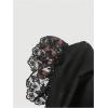 image:imageMakeMeChic Womens Floral Lace V Neck Blouse Crop Tops Puff Sleeve Tie Front Summer ShirtsBlack