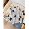 image:imageMakeMeChic Womens Floral Striped Blouse Long Sleeve Collared Button Down ShirtMulticolor