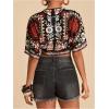 image:imageMakeMeChic Womens Floral V Neck Tie Front Blouse Dolman Sleeve Boho Crop TopsBlack