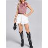 image:imageMakeMeChic Womens Gingham Print Bow Knot Blouse Sleeveless Crew Neck Summer Tank ShirtsRed