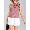 image:imageMakeMeChic Womens Gingham Print Bow Knot Blouse Sleeveless Crew Neck Summer Tank ShirtsRed