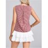 image:imageMakeMeChic Womens Gingham Print Bow Knot Blouse Sleeveless Crew Neck Summer Tank ShirtsRed