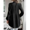 image:imageMakeMeChic Womens Lantern Sleeve Blouse Keyhole Pleated Ruffle Hem Dressy Tunic TopsBlack