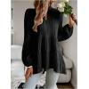 image:imageMakeMeChic Womens Lantern Sleeve Blouse Keyhole Pleated Ruffle Hem Dressy Tunic TopsBlack