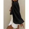image:imageMakeMeChic Womens Lantern Sleeve Blouse Mock Neck Button Down Shirts Business Dressy Going Out TopsBlack