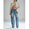 image:imageMakeMeChic Womens Long Sleeve Button Up Shirt Collared Blouse Y2k Crop TopsBeige