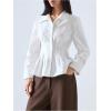 image:imageMakeMeChic Womens Pleated Button Down Shirt Collared Business Casual Blouse Tops