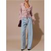 image:imageMakeMeChic Womens Polka Dots Bell Sleeve Blouse Chiffon V Neck Ruffle Tie Front TopsPink