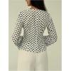 image:imageMakeMeChic Womens Polka Dots Bell Sleeve Blouse V Neck Work Office Dressy TopsBlack and White