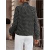 image:imageMakeMeChic Womens Polka Dots Satin Blouse Long Sleeve Silk Tops Button Up Shirts Business Casual OutfitsBlack