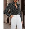 image:imageMakeMeChic Womens Polka Dots Satin Blouse Long Sleeve Silk Tops Button Up Shirts Business Casual OutfitsBlack