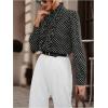 image:imageMakeMeChic Womens Polka Dots Satin Blouse Long Sleeve Silk Tops Button Up Shirts Business Casual OutfitsBlack