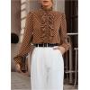 image:imageMakeMeChic Womens Polka Dots Satin Blouse Long Sleeve Silk Tops Button Up Shirts Business Casual OutfitsBrown