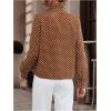 image:imageMakeMeChic Womens Polka Dots Satin Blouse Long Sleeve Silk Tops Button Up Shirts Business Casual OutfitsBrown