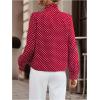 image:imageMakeMeChic Womens Polka Dots Satin Blouse Long Sleeve Silk Tops Button Up Shirts Business Casual OutfitsBurgundy