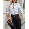 image:imageMakeMeChic Womens Polka Dots Satin Blouse Long Sleeve Silk Tops Button Up Shirts Business Casual OutfitsWhite