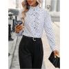 image:imageMakeMeChic Womens Polka Dots Satin Blouse Long Sleeve Silk Tops Button Up Shirts Business Casual OutfitsWhite
