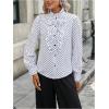 image:imageMakeMeChic Womens Polka Dots Satin Blouse Long Sleeve Silk Tops Button Up Shirts Business Casual OutfitsWhite