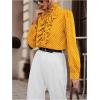 image:imageMakeMeChic Womens Polka Dots Satin Blouse Long Sleeve Silk Tops Button Up Shirts Business Casual OutfitsYellow