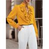 image:imageMakeMeChic Womens Polka Dots Satin Blouse Long Sleeve Silk Tops Button Up Shirts Business Casual OutfitsYellow