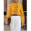 image:imageMakeMeChic Womens Polka Dots Satin Blouse Long Sleeve Silk Tops Button Up Shirts Business Casual OutfitsYellow