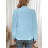image:imageMakeMeChic Womens Ruffle Puff Long Sleeve Blouse V Neck Business Work Shirt TopsBlue