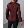 image:imageMakeMeChic Womens Satin V Neck Blouse Lantern Sleeve Wrap Tie Side Business Dressy Shirt TopsBurgundy