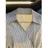 image:imageMakeMeChic Womens Striped Wrap Collared Blouse Long Sleeve Tie Back Business ShirtsBlack and White
