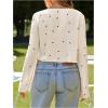 image:imageMakeMeChic Womens Valentines Shirts Blouses Heart Print Bow Tie Front Long Sleeve Going Out Crop TopsWhite