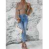 image:imageMakeMeChic Womens Wrap Top V Neck Lantern Sleeve Pleated Casual Blouse Top SpringMocha Brown
