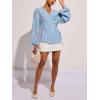 image:imageMakeMeChic Womens Wrap V Neck Blouses Long Sleeve Wrap Tie Casual Shirts Boho Summer TopsBlue
