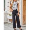 image:imageMakeMeChic Womens Zebra Striped Blouse Mock Neck Sleeveless Keyhole Back Dressy Shirt TopsBlack and White