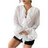 image:imageMakeMeChic Womens Chiffon Blouse V Neck Tie Front Ruffle Bell Sleeve Layered Boho TopsWhite