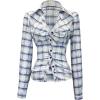 image:imageMakeMeChic Womens Plaid Button Down Shirt V Neck Collar Long Sleeve Y2k Vintage BlouseMulticolor