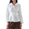 image:imageMakeMeChic Womens Pleated Button Down Shirt Collared Business Casual Blouse Tops